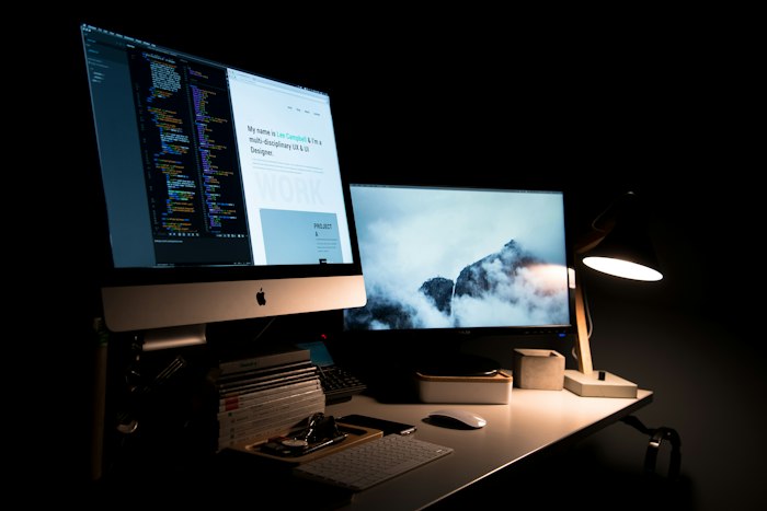 Website open on a desktop computer